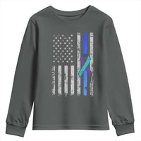 Police Suicide Prevention Awareness American Flag Ribbon Support Youth Sweatshirt