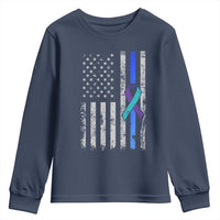 Police Suicide Prevention Awareness American Flag Ribbon Support Youth Sweatshirt