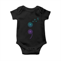 Semicolon Suicide Prevention Awareness Dandelion Graphic Baby Onesie