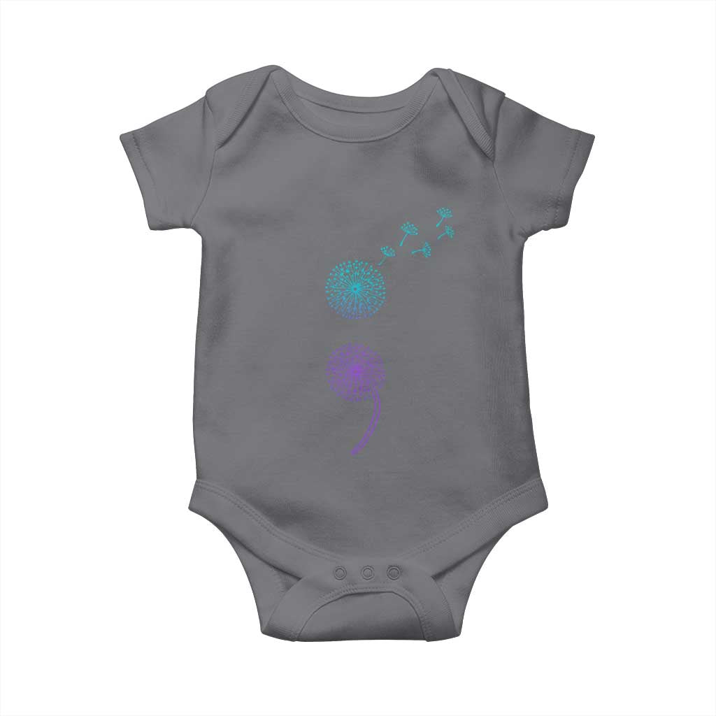 Semicolon Suicide Prevention Awareness Dandelion Graphic Baby Onesie