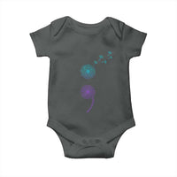 Semicolon Suicide Prevention Awareness Dandelion Graphic Baby Onesie