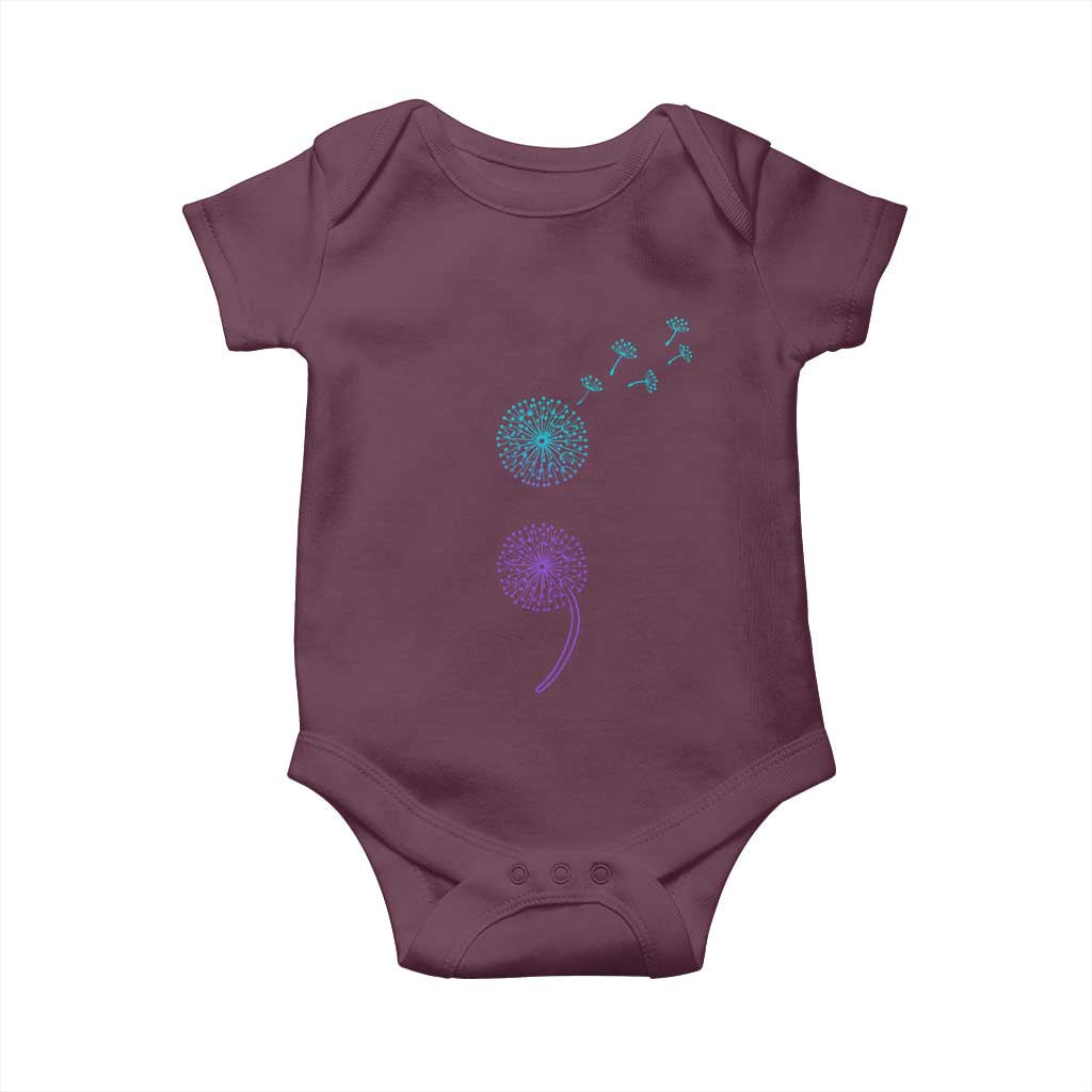 Semicolon Suicide Prevention Awareness Dandelion Graphic Baby Onesie