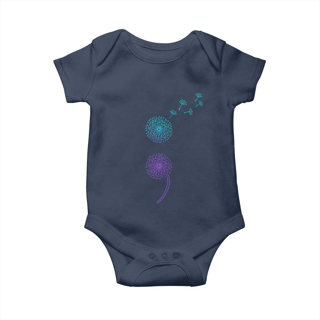 Semicolon Suicide Prevention Awareness Dandelion Graphic Baby Onesie