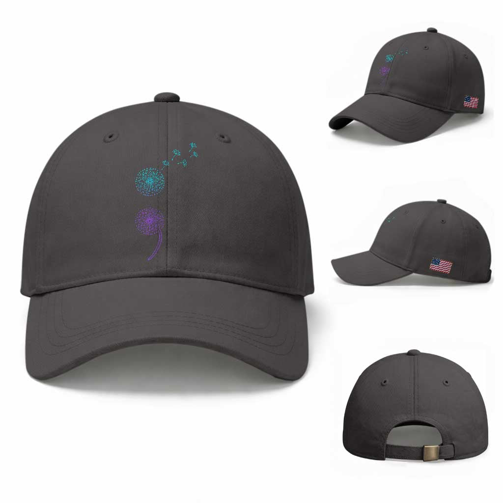 Semicolon Suicide Prevention Awareness Dandelion Graphic Baseball Cap
