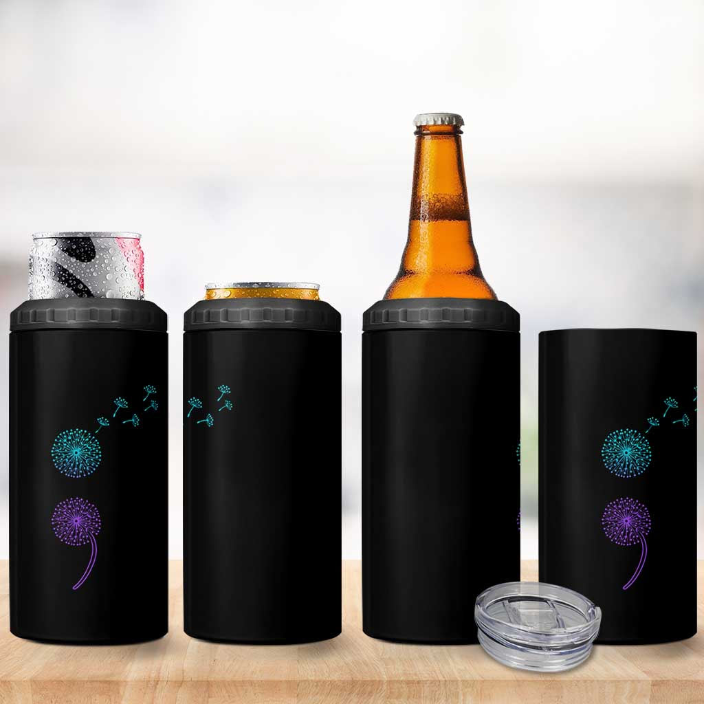 Semicolon Suicide Prevention Awareness Dandelion Graphic 4 in 1 Can Cooler Tumbler
