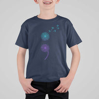 Semicolon Suicide Prevention Awareness Dandelion Graphic T Shirt For Kid