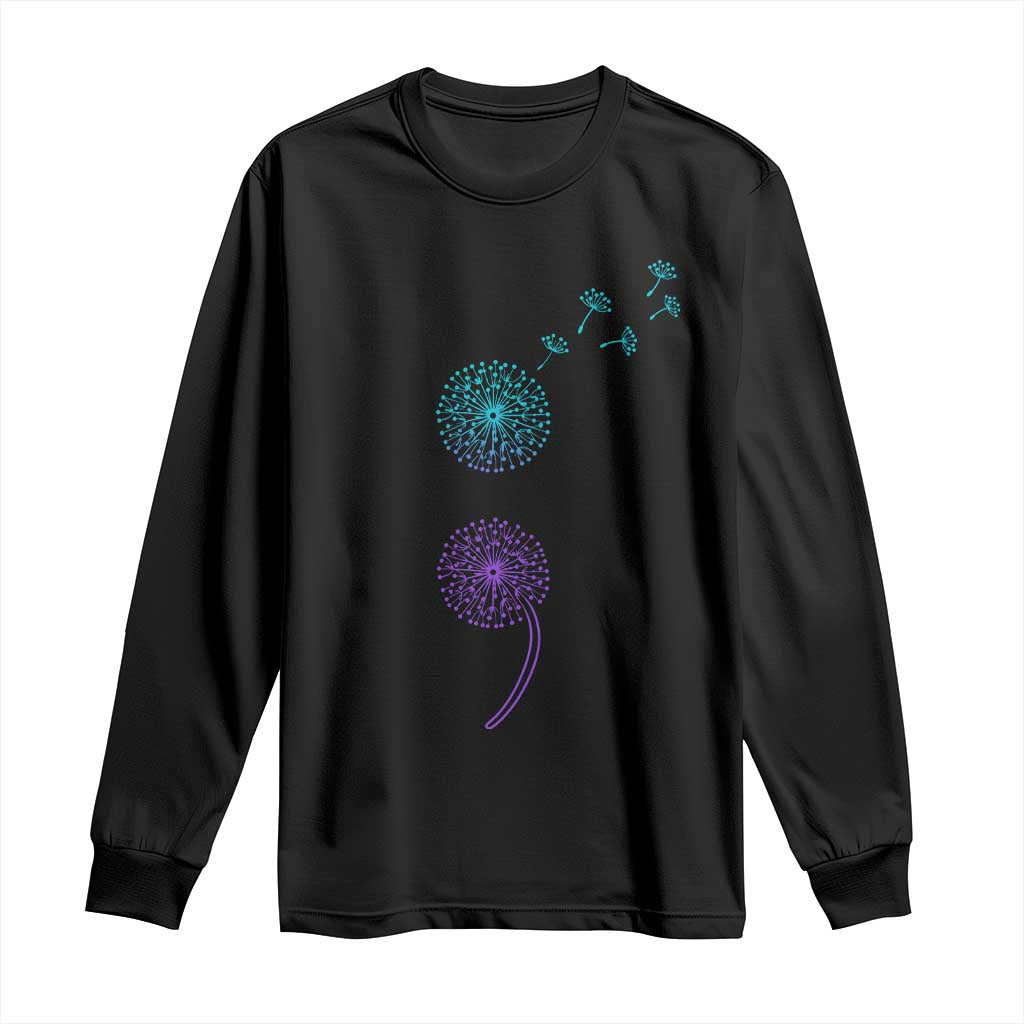 Semicolon Suicide Prevention Awareness Dandelion Graphic Long Sleeve Shirt