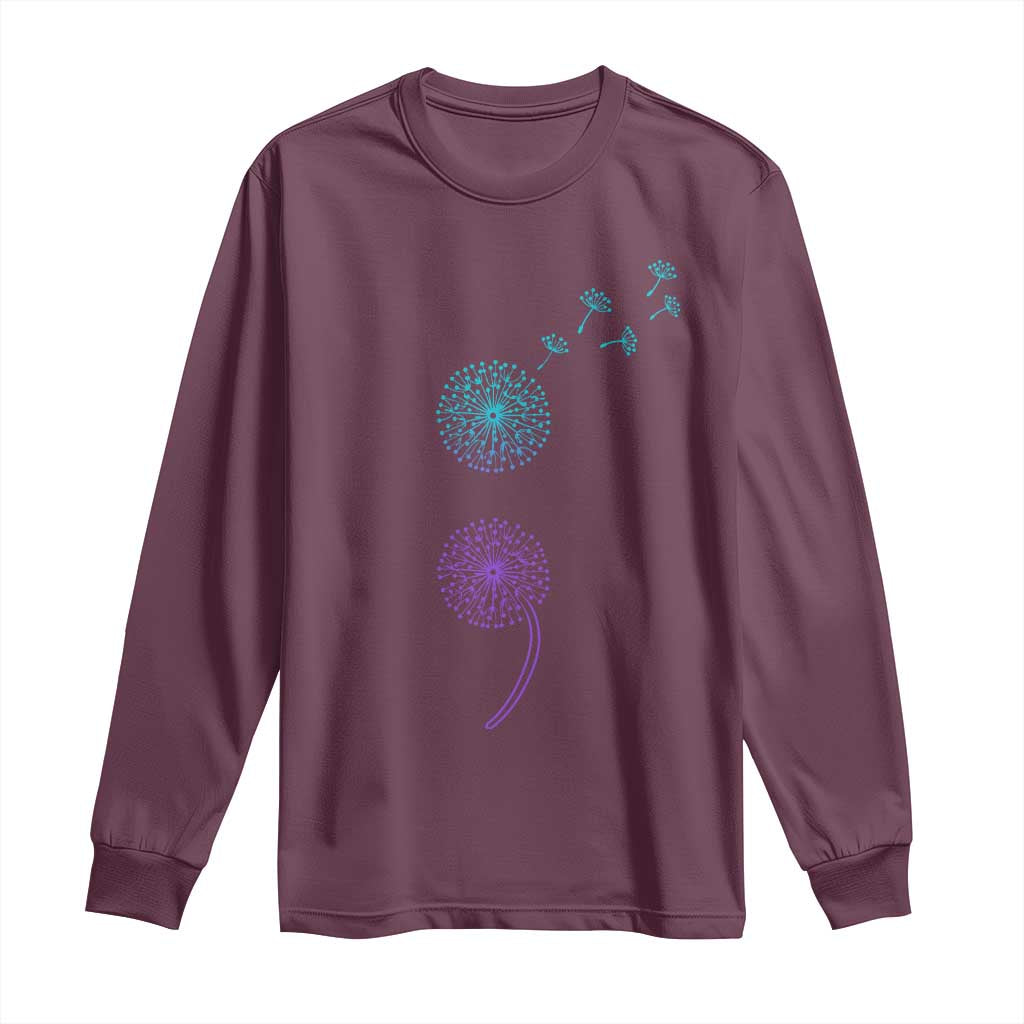 Semicolon Suicide Prevention Awareness Dandelion Graphic Long Sleeve Shirt