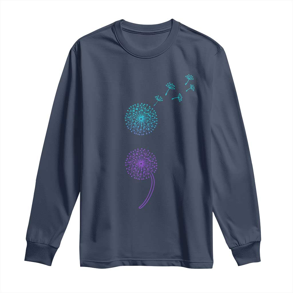 Semicolon Suicide Prevention Awareness Dandelion Graphic Long Sleeve Shirt
