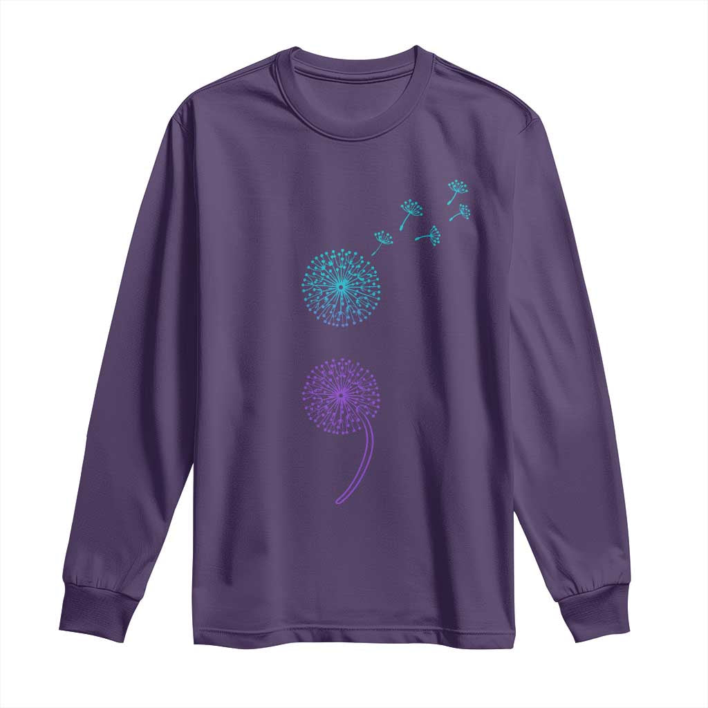 Semicolon Suicide Prevention Awareness Dandelion Graphic Long Sleeve Shirt