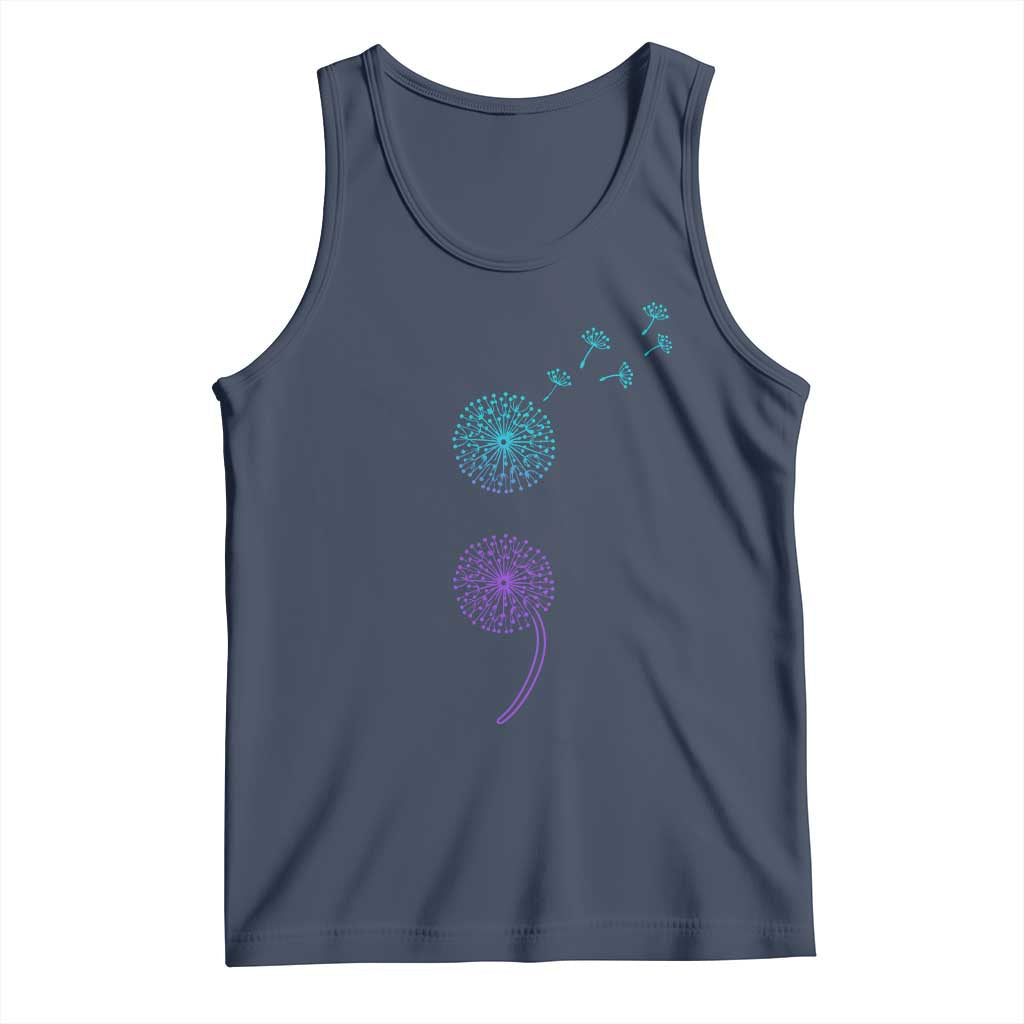 Semicolon Suicide Prevention Awareness Dandelion Graphic Tank Top