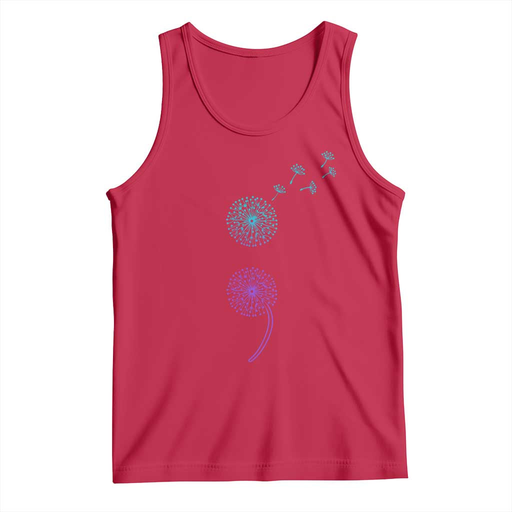 Semicolon Suicide Prevention Awareness Dandelion Graphic Tank Top