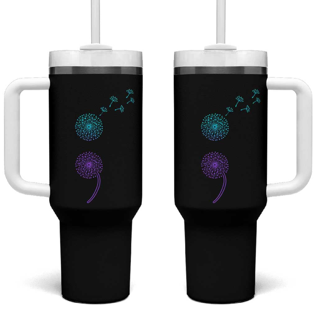 Semicolon Suicide Prevention Awareness Dandelion Graphic Tumbler With Handle
