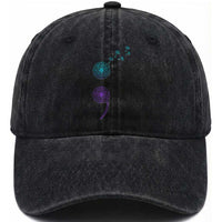 Semicolon Suicide Prevention Awareness Dandelion Graphic Washed Cotton Baseball Cap
