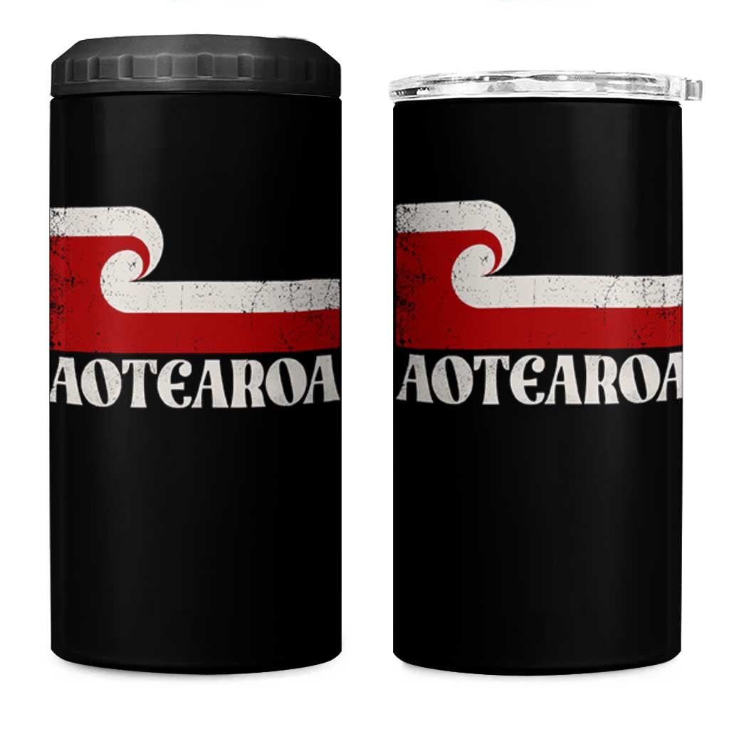 Aotearoa New Zealand Vintage Maori Flag Tino Rangatiratanga 4 in 1 Can Cooler Tumbler