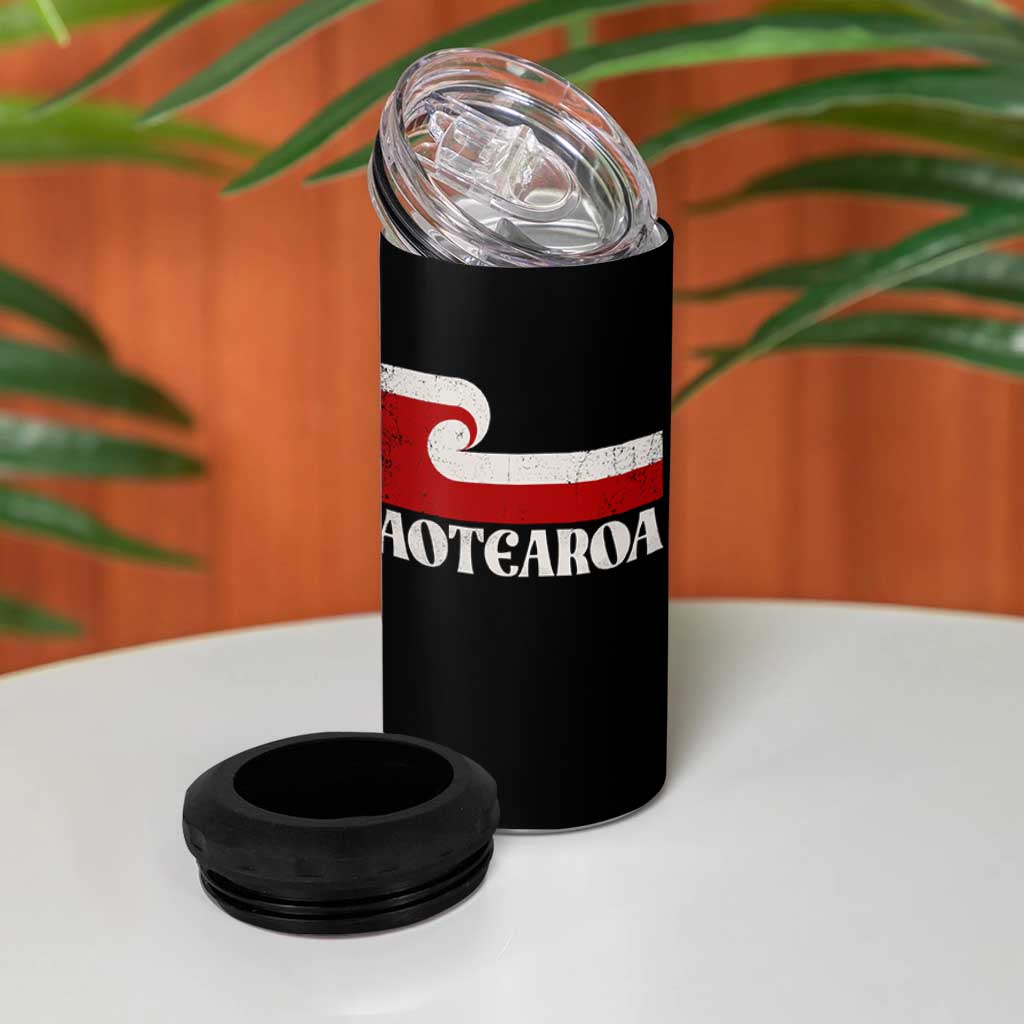 Aotearoa New Zealand Vintage Maori Flag Tino Rangatiratanga 4 in 1 Can Cooler Tumbler