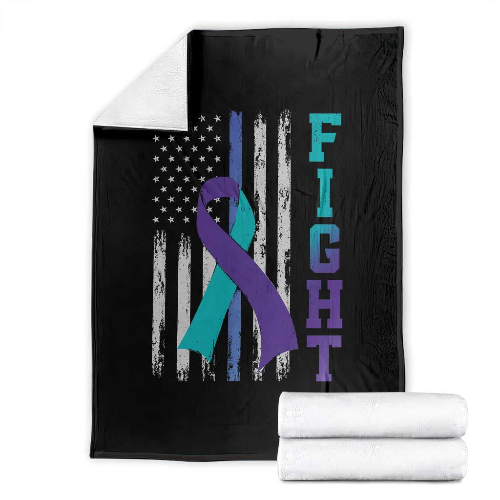 Fight Police Suicide Prevention Awareness American Flag Ribbon Support Throw Blanket