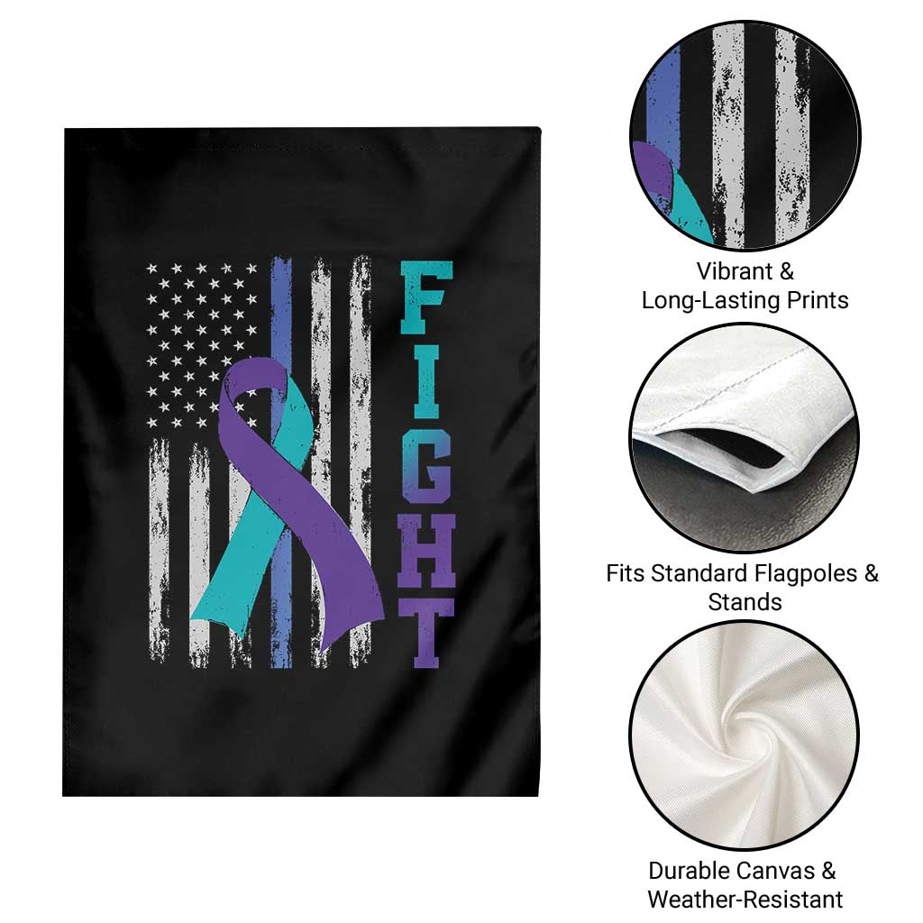 Fight Police Suicide Prevention Awareness American Flag Ribbon Support Garden Flag