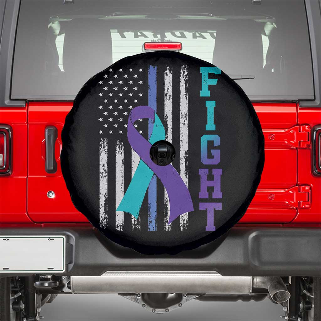 Fight Police Suicide Prevention Awareness American Flag Ribbon Support Spare Tire Cover