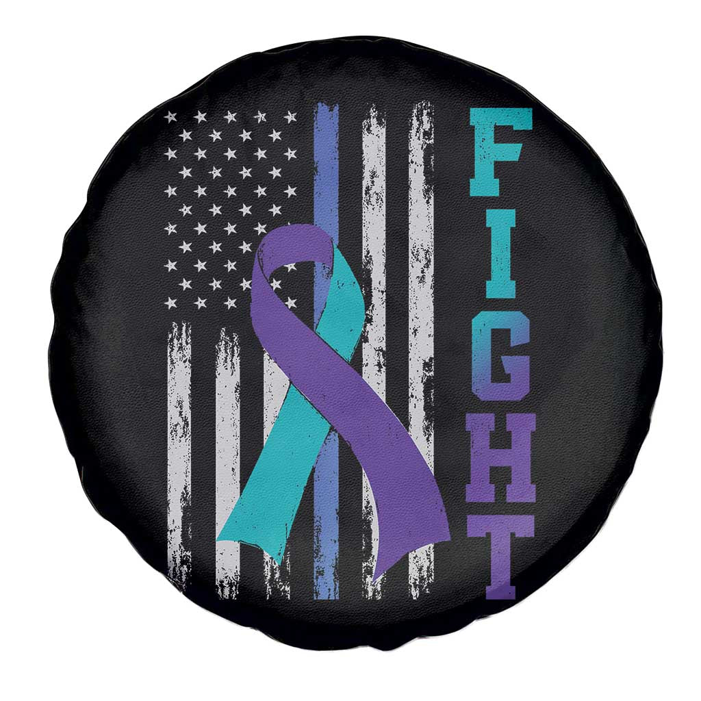Fight Police Suicide Prevention Awareness American Flag Ribbon Support Spare Tire Cover