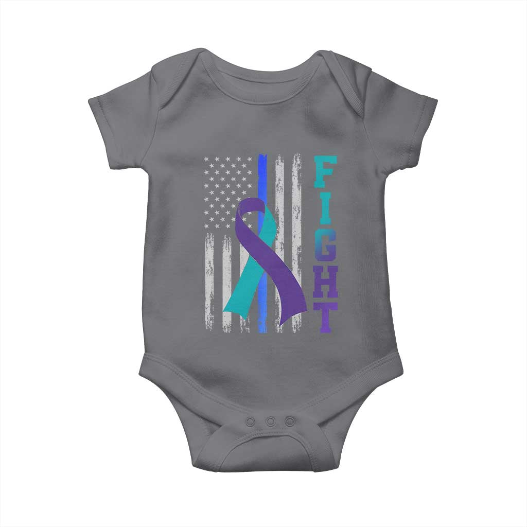 Fight Police Suicide Prevention Awareness American Flag Ribbon Support Baby Onesie
