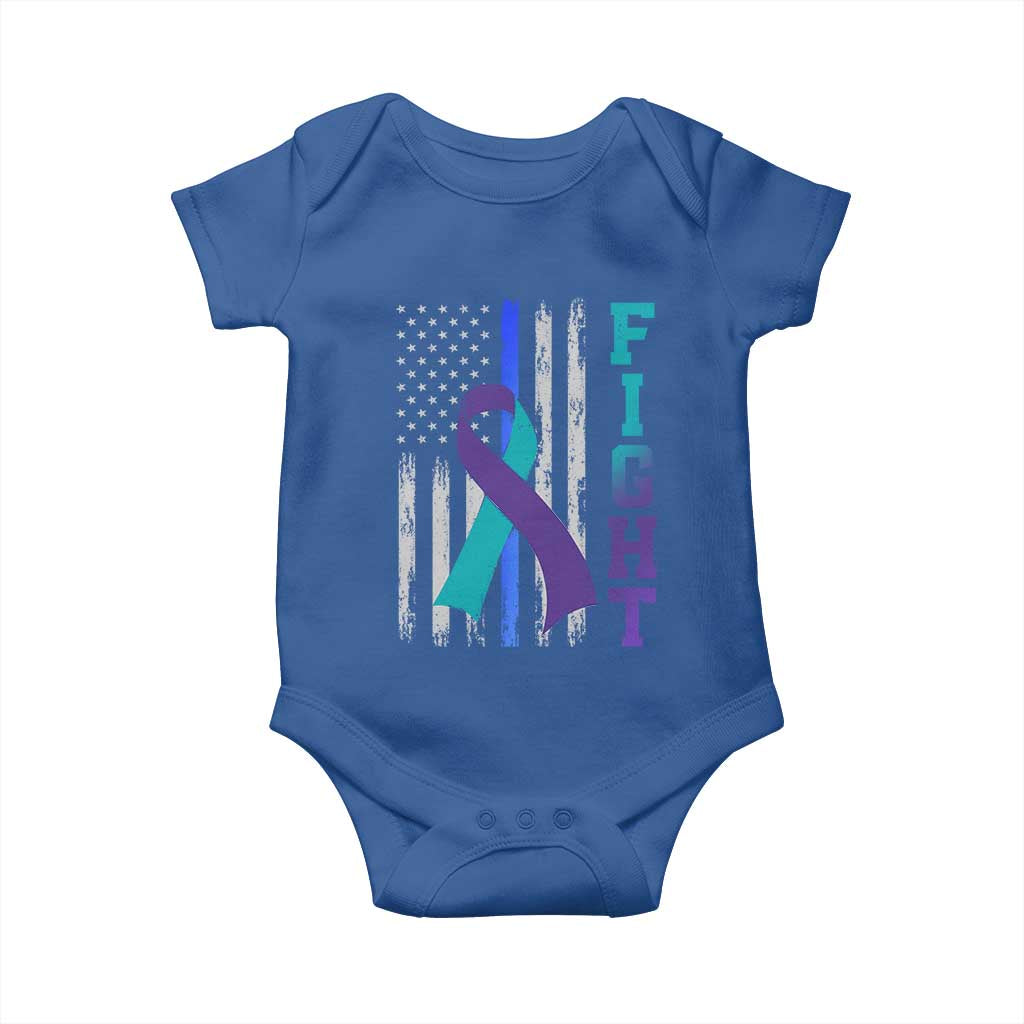 Fight Police Suicide Prevention Awareness American Flag Ribbon Support Baby Onesie