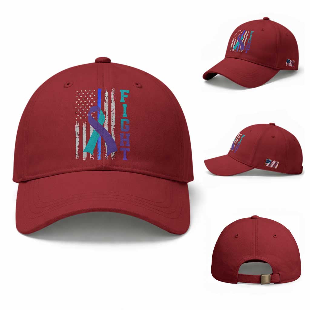 Fight Police Suicide Prevention Awareness American Flag Ribbon Support Baseball Cap