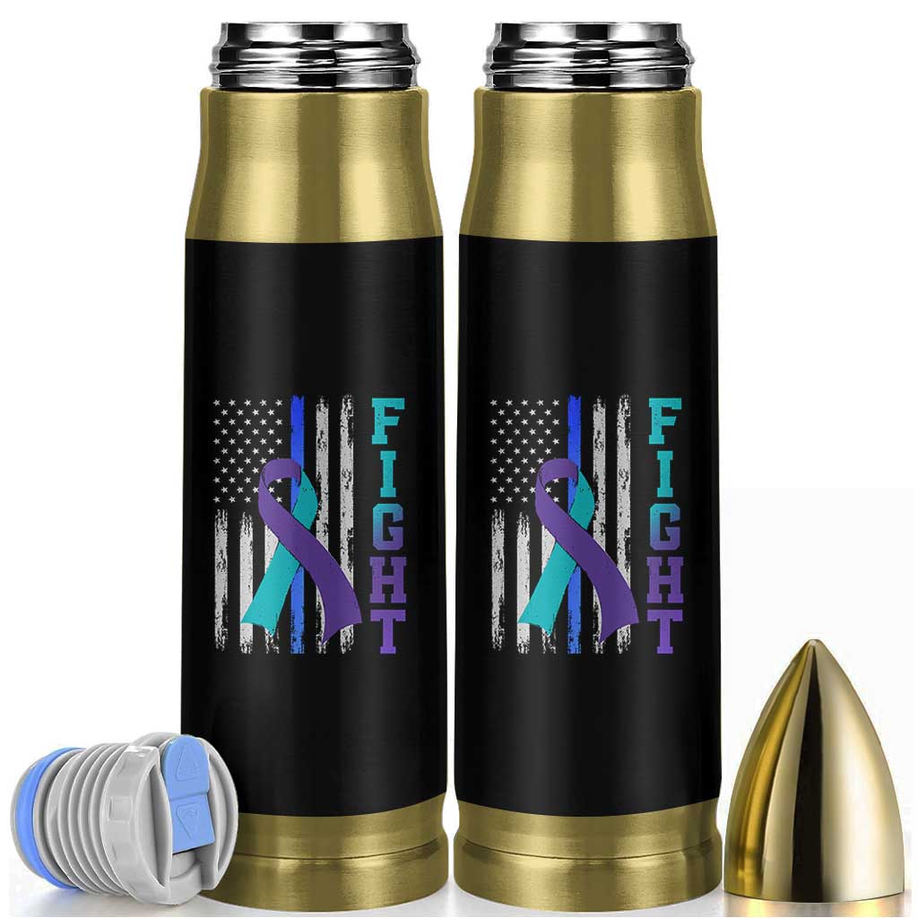 Fight Police Suicide Prevention Awareness American Flag Ribbon Support Bullet Tumbler