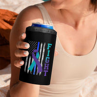 Fight Police Suicide Prevention Awareness American Flag Ribbon Support 4 in 1 Can Cooler Tumbler