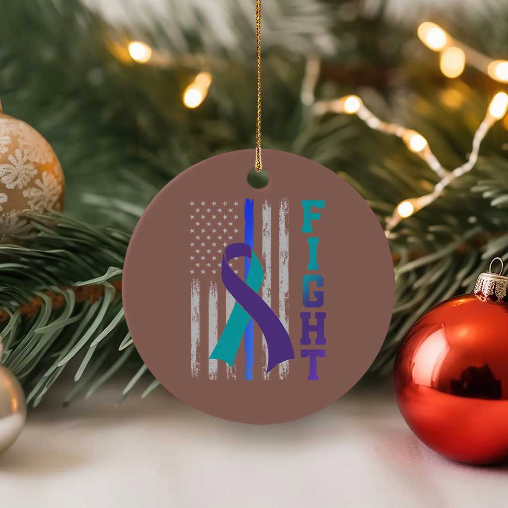Fight Police Suicide Prevention Awareness American Flag Ribbon Support Ceramic Ornament