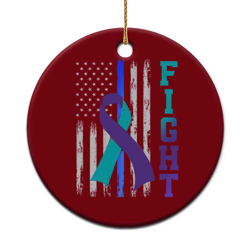 Fight Police Suicide Prevention Awareness American Flag Ribbon Support Ceramic Ornament