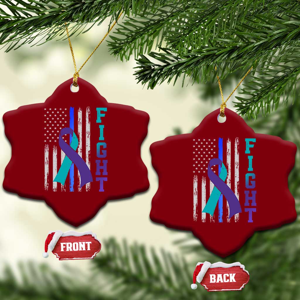 Fight Police Suicide Prevention Awareness American Flag Ribbon Support Ceramic Ornament