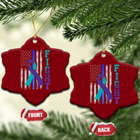 Fight Police Suicide Prevention Awareness American Flag Ribbon Support Ceramic Ornament