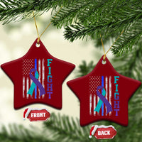 Fight Police Suicide Prevention Awareness American Flag Ribbon Support Ceramic Ornament