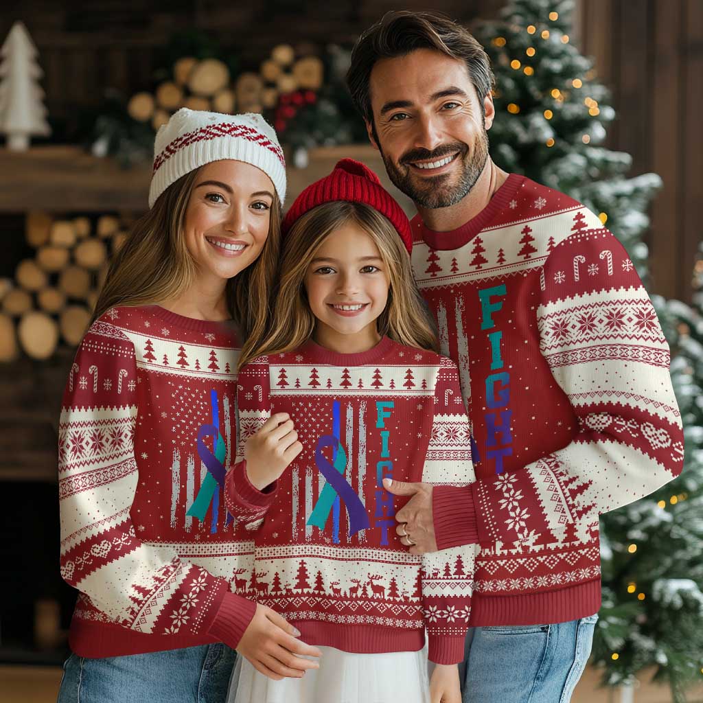 Fight Police Suicide Prevention Awareness American Flag Ribbon Support Ugly Christmas Sweater