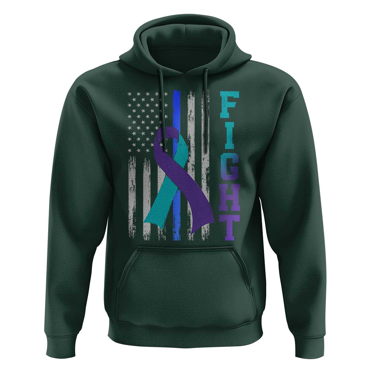 Fight Police Suicide Prevention Awareness American Flag Ribbon Support Hoodie