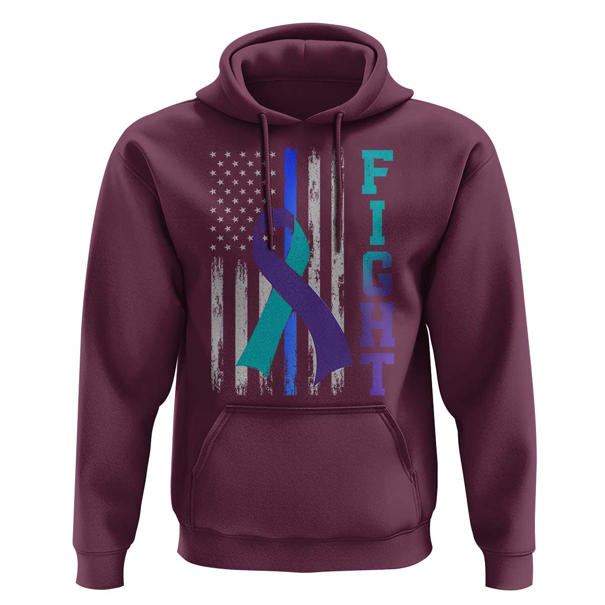 Fight Police Suicide Prevention Awareness American Flag Ribbon Support Hoodie