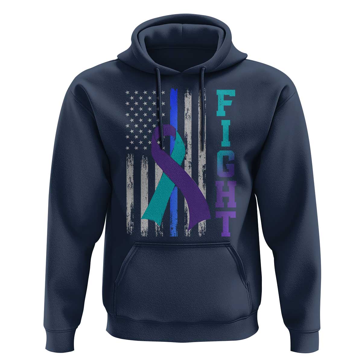 Fight Police Suicide Prevention Awareness American Flag Ribbon Support Hoodie