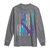Fight Police Suicide Prevention Awareness American Flag Ribbon Support Long Sleeve Shirt