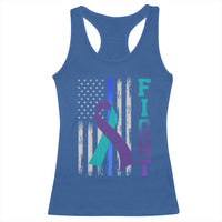 Fight Police Suicide Prevention Awareness American Flag Ribbon Support Racerback Tank Top