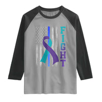 Fight Police Suicide Prevention Awareness American Flag Ribbon Support Raglan Shirt