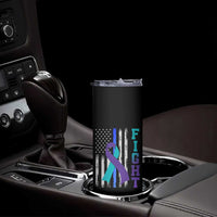 Fight Police Suicide Prevention Awareness American Flag Ribbon Support Skinny Tumbler