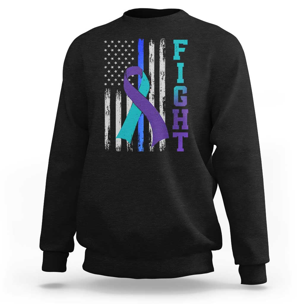 Fight Police Suicide Prevention Awareness American Flag Ribbon Support Sweatshirt