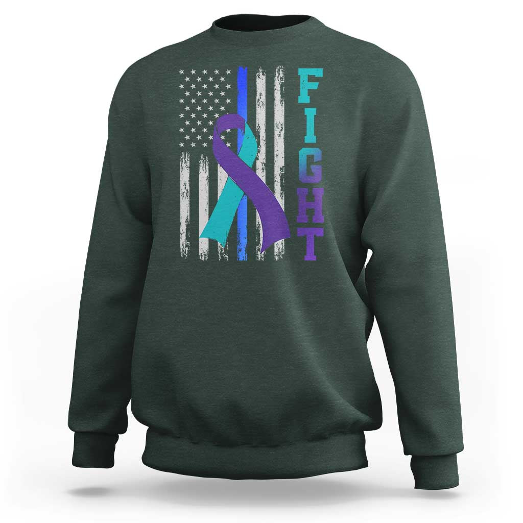 Fight Police Suicide Prevention Awareness American Flag Ribbon Support Sweatshirt