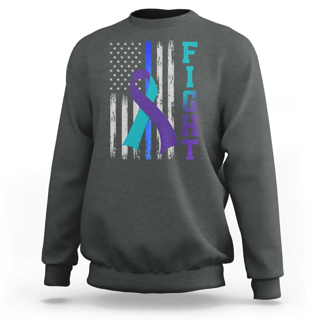 Fight Police Suicide Prevention Awareness American Flag Ribbon Support Sweatshirt