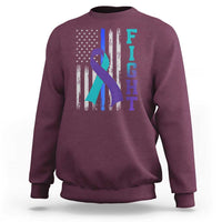 Fight Police Suicide Prevention Awareness American Flag Ribbon Support Sweatshirt