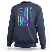 Fight Police Suicide Prevention Awareness American Flag Ribbon Support Sweatshirt