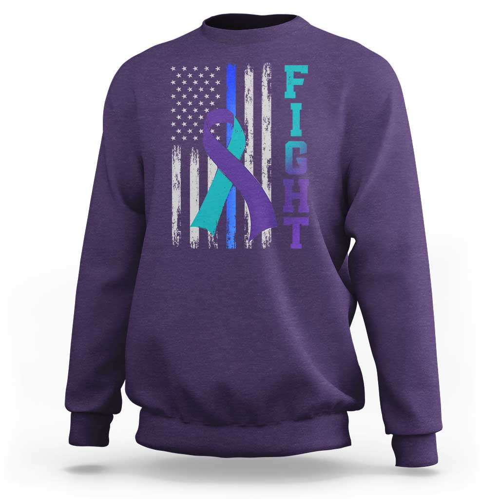 Fight Police Suicide Prevention Awareness American Flag Ribbon Support Sweatshirt