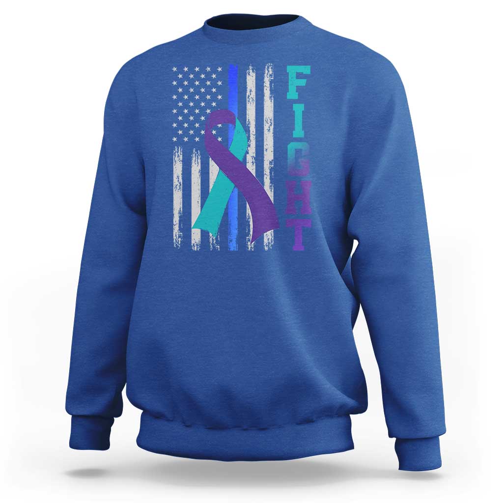 Fight Police Suicide Prevention Awareness American Flag Ribbon Support Sweatshirt