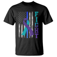 Fight Police Suicide Prevention Awareness American Flag Ribbon Support T Shirt